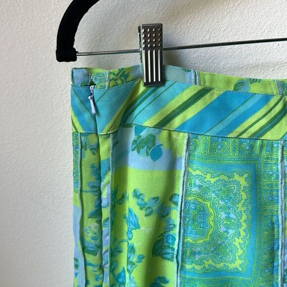 Dolce Apparel Green And Yellow Beaded Summer Skirt size M - Picture 7 of 8